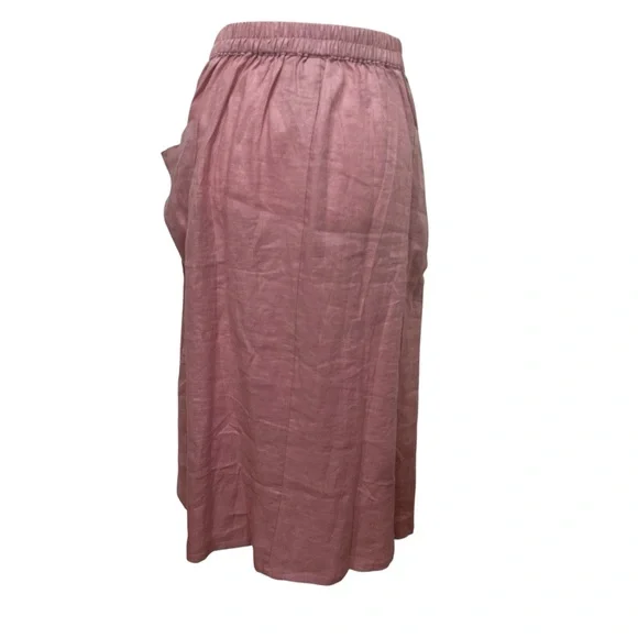 LINTICO 100% linen midi skirt new women’s size small dusty rose airy travel boho - Picture 3 of 16
